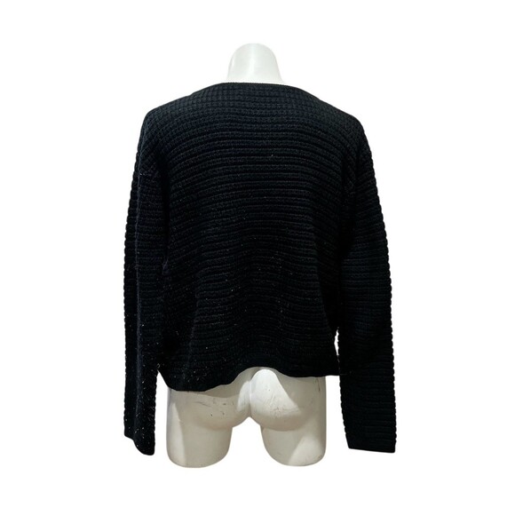 Pretty Garden Chic Cardigan Sweater Womens Size XL Black Textured Knit - Picture 4 of 7